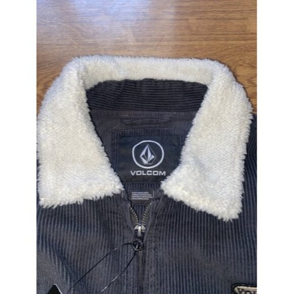 Volcom Halecrest Jacket Corduroy Sherpa Collar Full-Zip Black $90 Size Medium - Picture 3 of 5